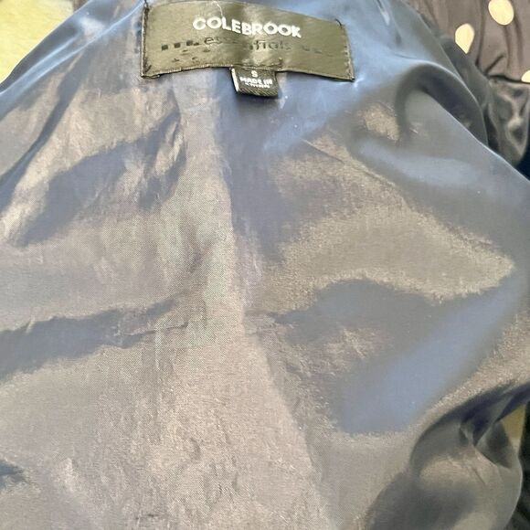 Colebrook Essentials Puffer Vest Sz Small Black w Beige Dots Lined Zip Pockets - Picture 6 of 9